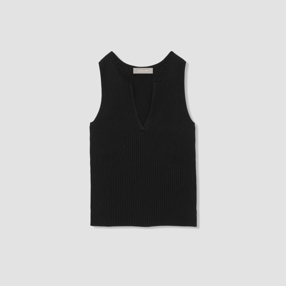 The Ribbed Cutaway Tank in Black — alternate view