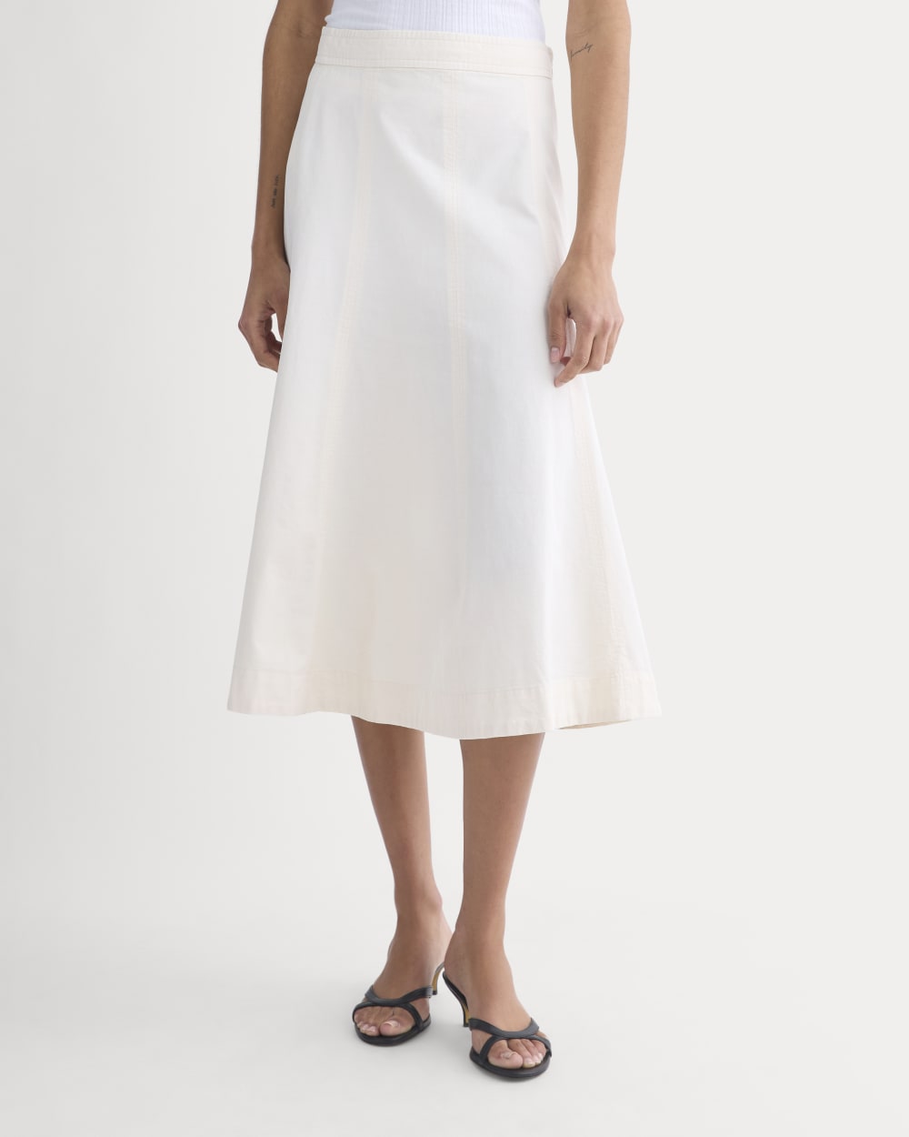 Seamed Midi Skirt in Bone — detail view