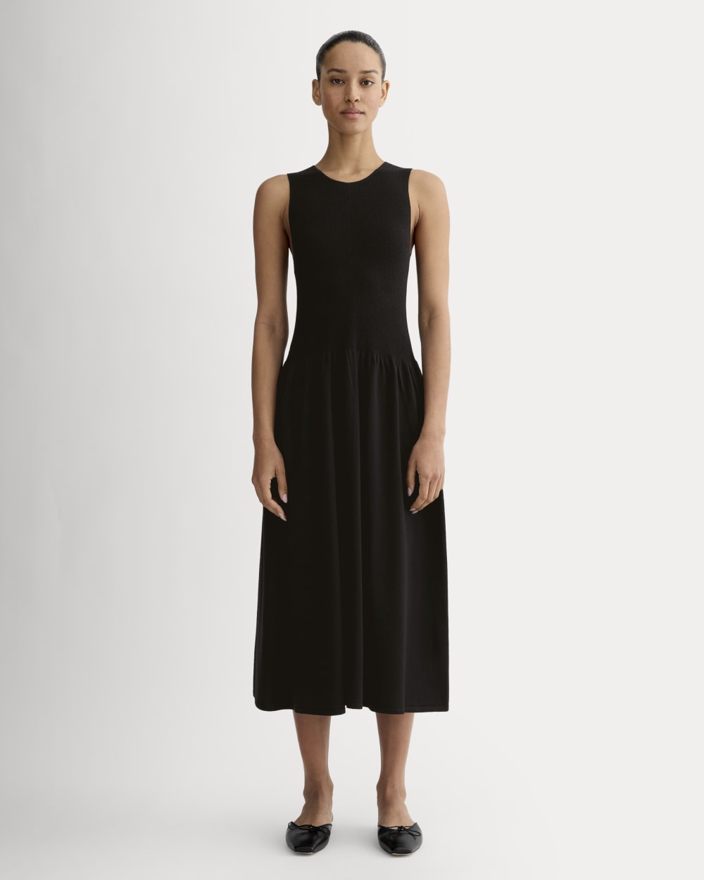 The Knit Crew Dress in Black — front view