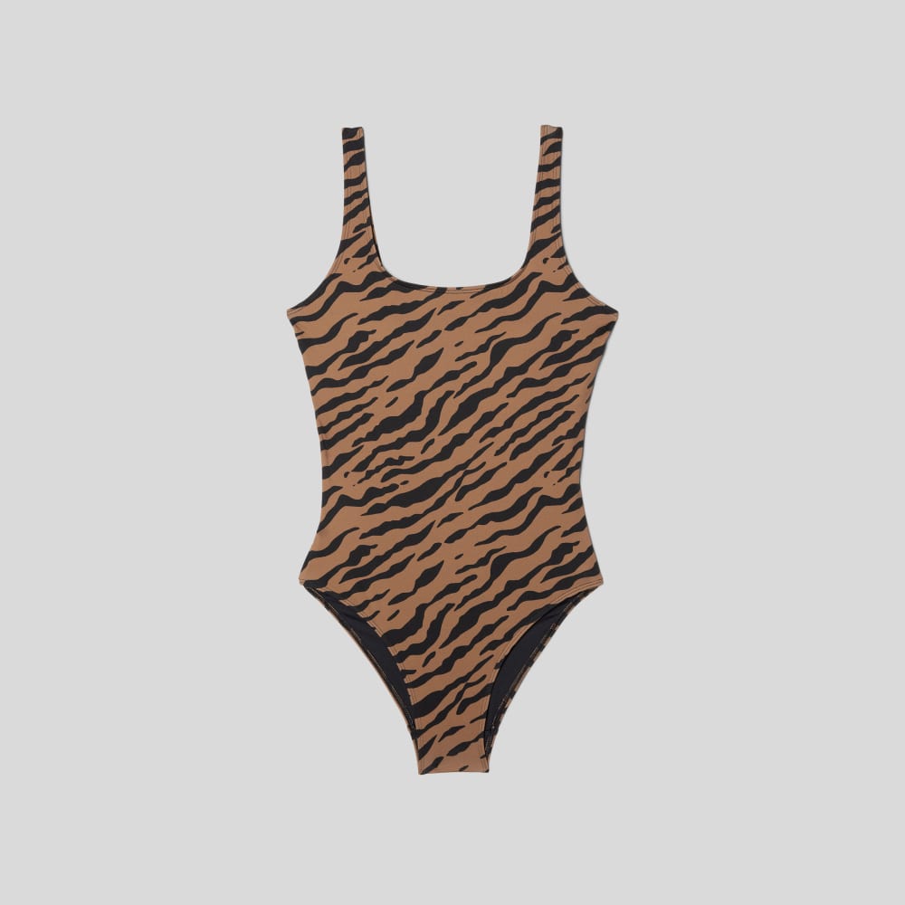The Square-Neck One-Piece in Tiger Stripe Toasted Coconut — alternate view