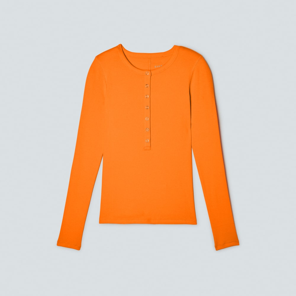 The Luxe Rib Henley in Turmeric — alternate view