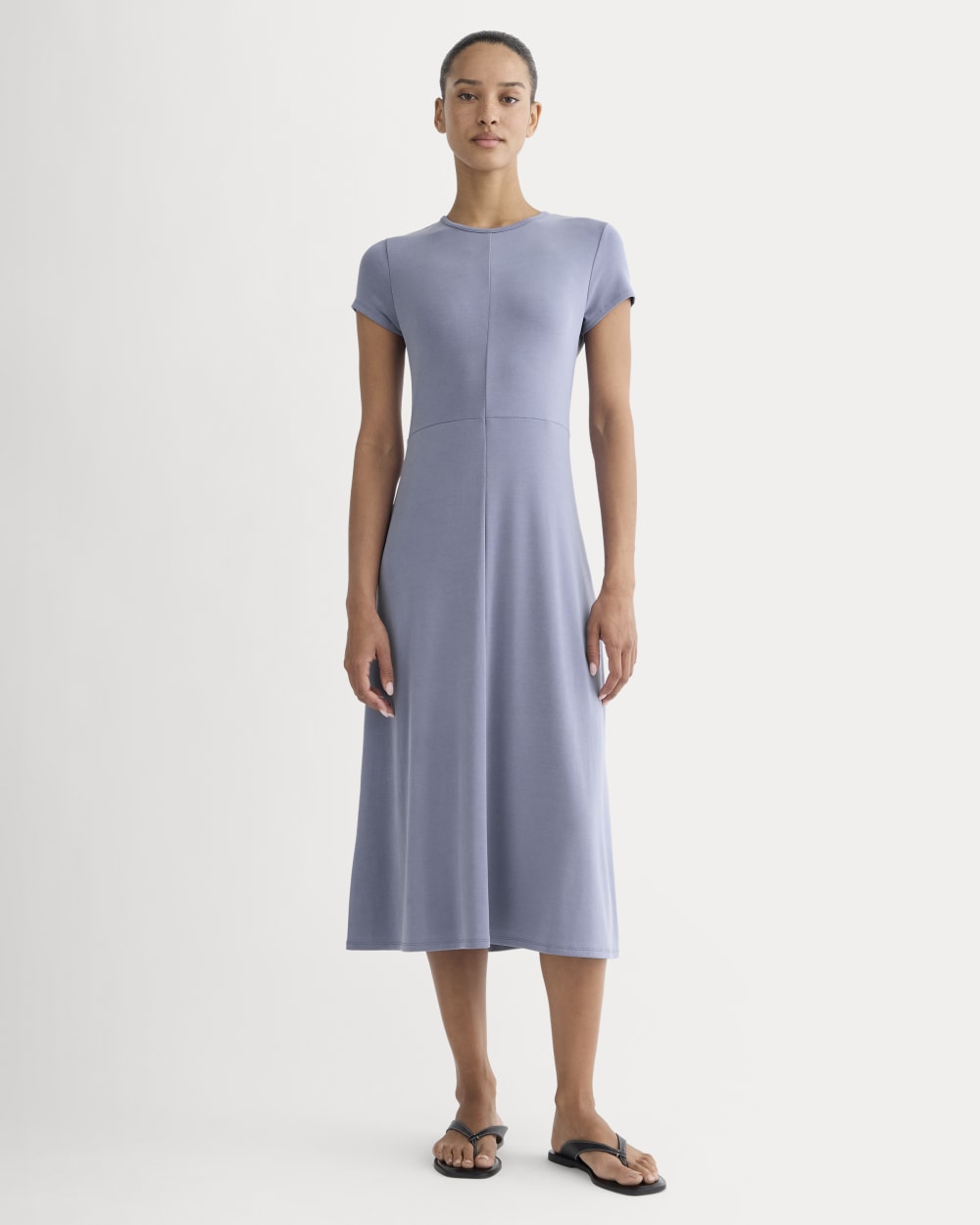 Midi Tee Dress in Butterknit in Blue Dusk — front view