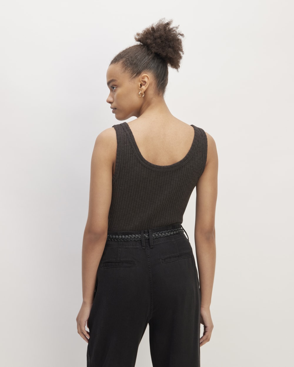 The Cozy Rib Tank in Black — detail view
