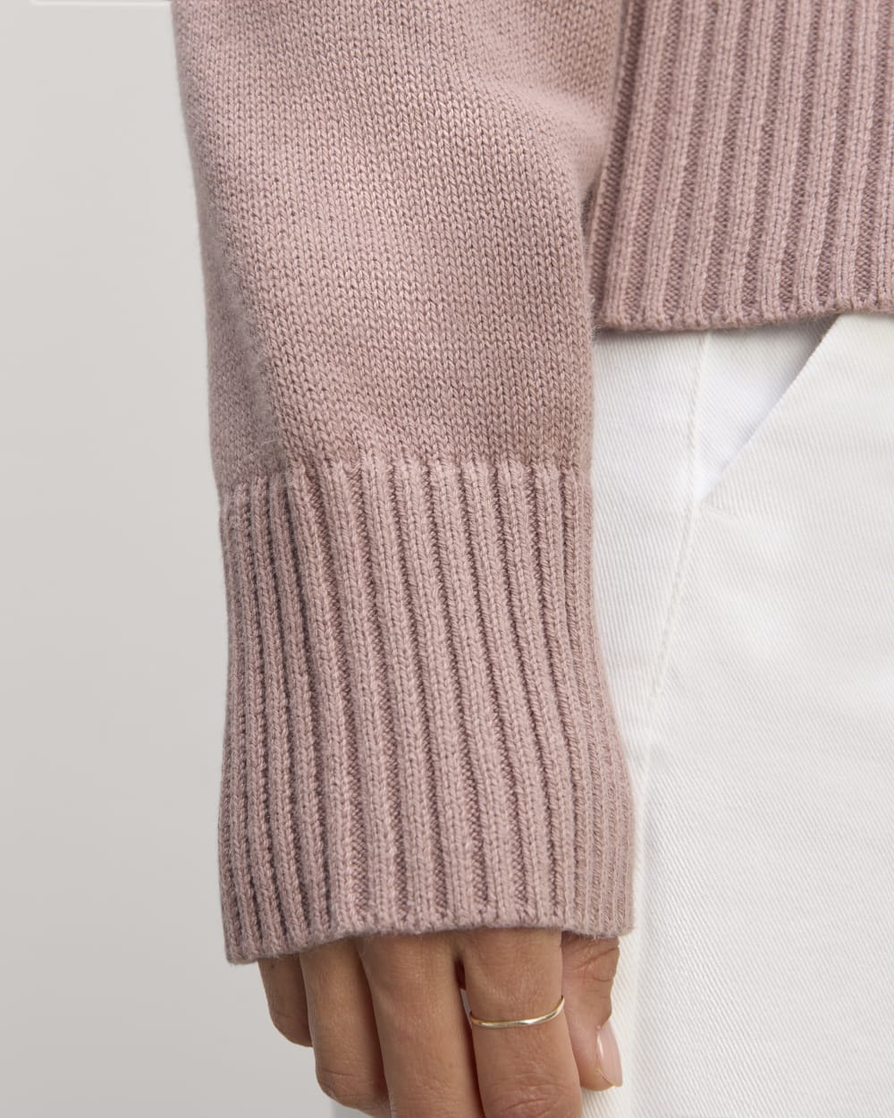 The Boxy Sweater in Everyday Cotton in Dusty Rose — detail view