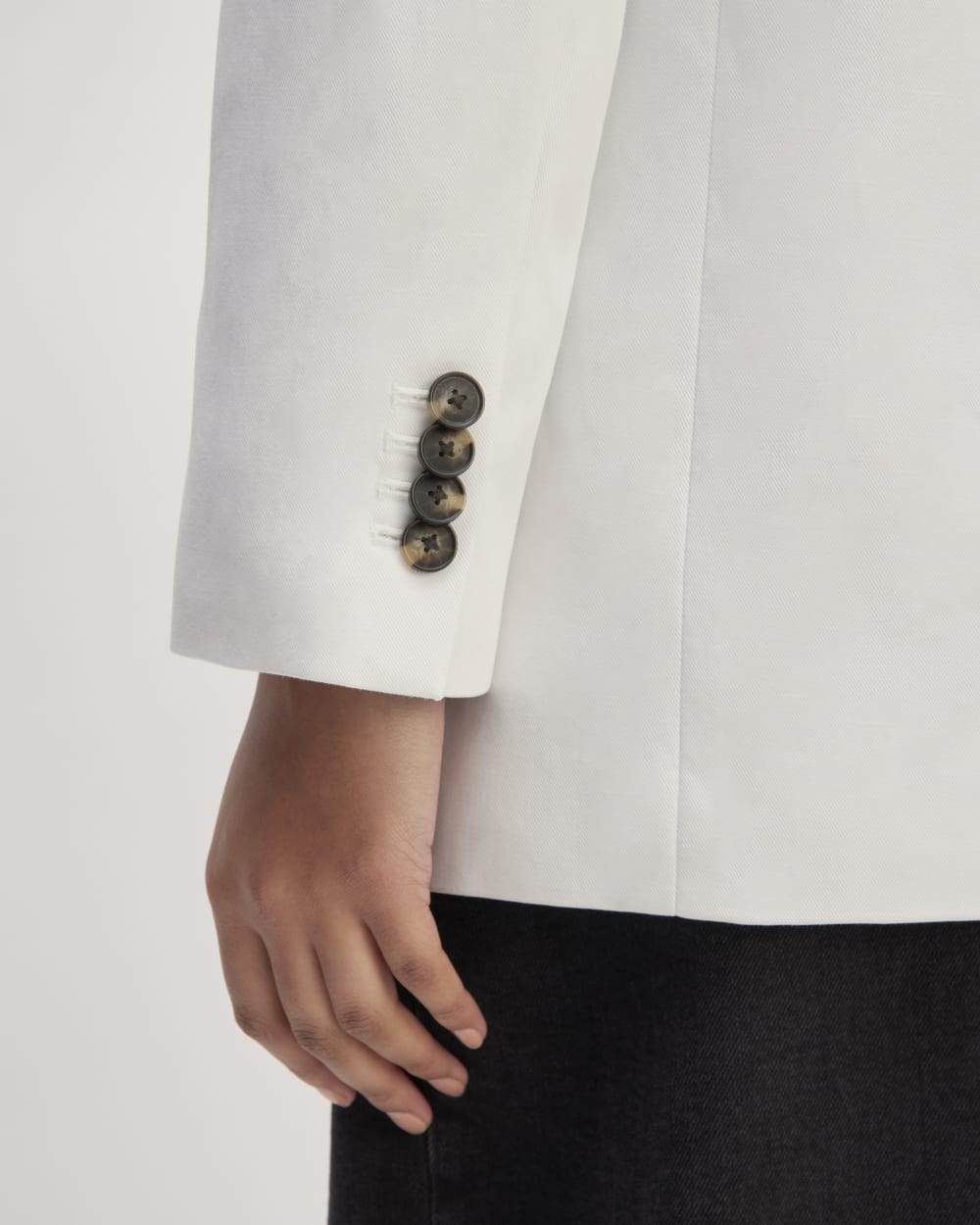 The Oversized Blazer in Buttersmooth in White — detail view