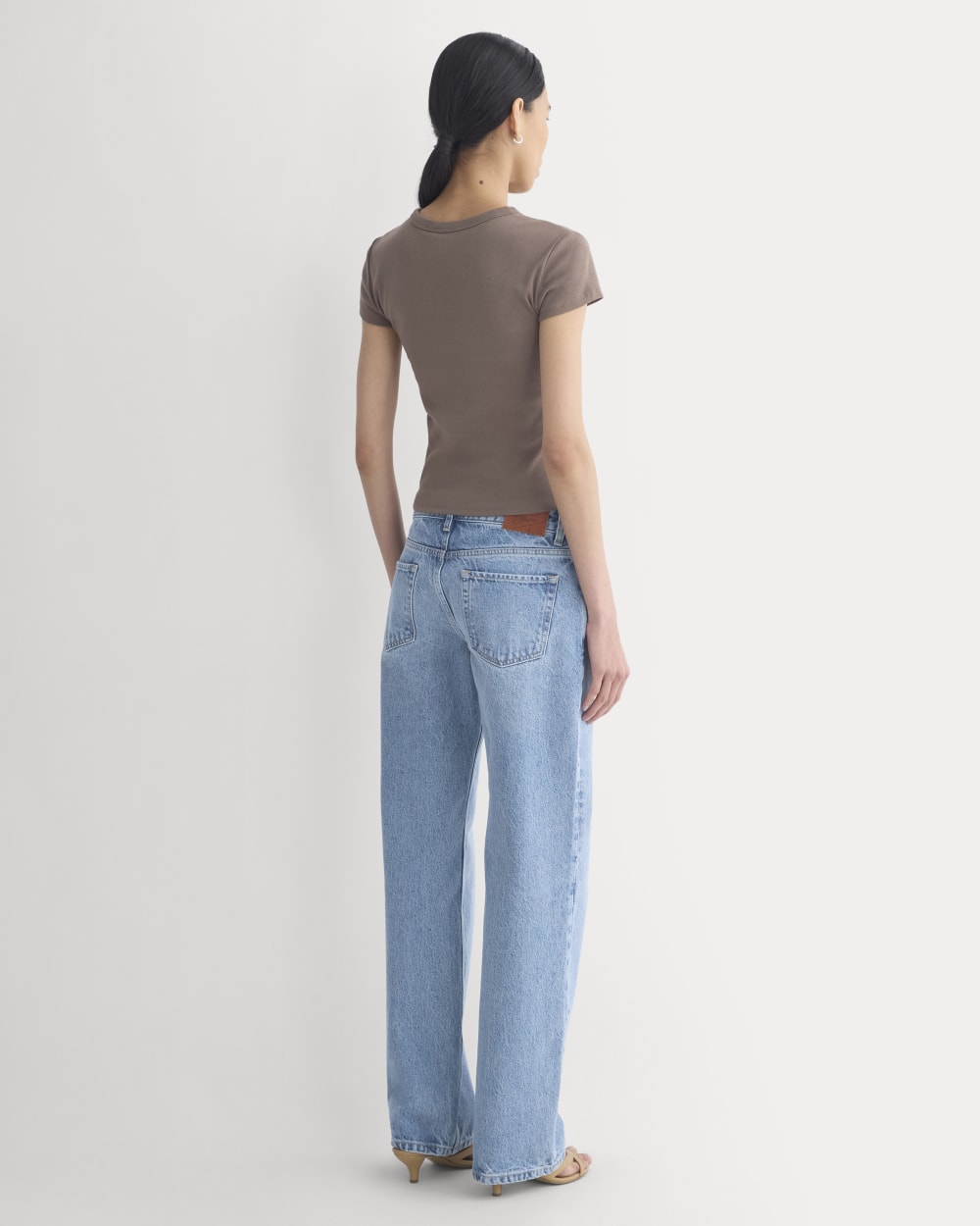 RetroSoft Cotton Crew in Deep Taupe — detail view