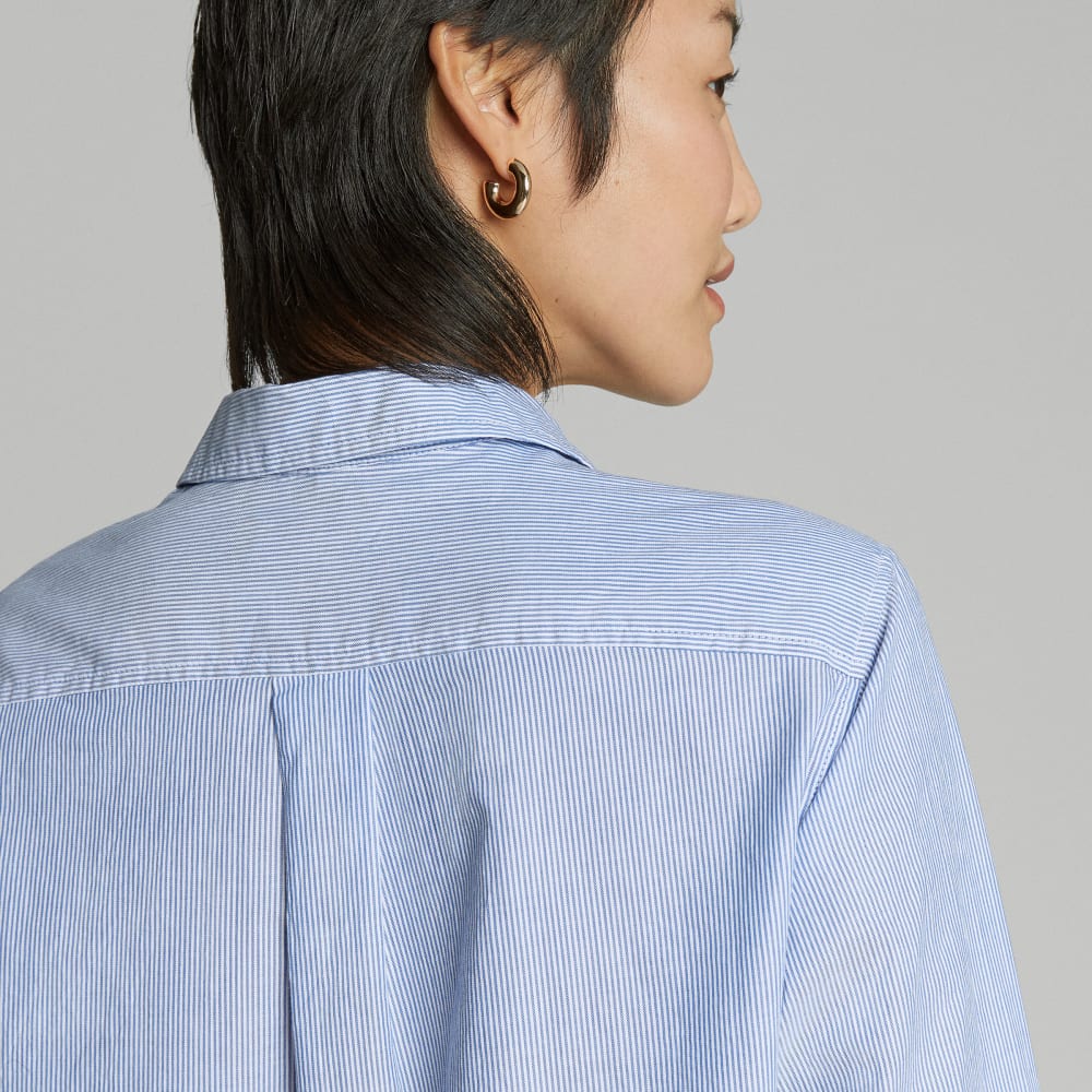 The Must-Have Shirt in Silky Cotton in Lapis Blue / White — detail view