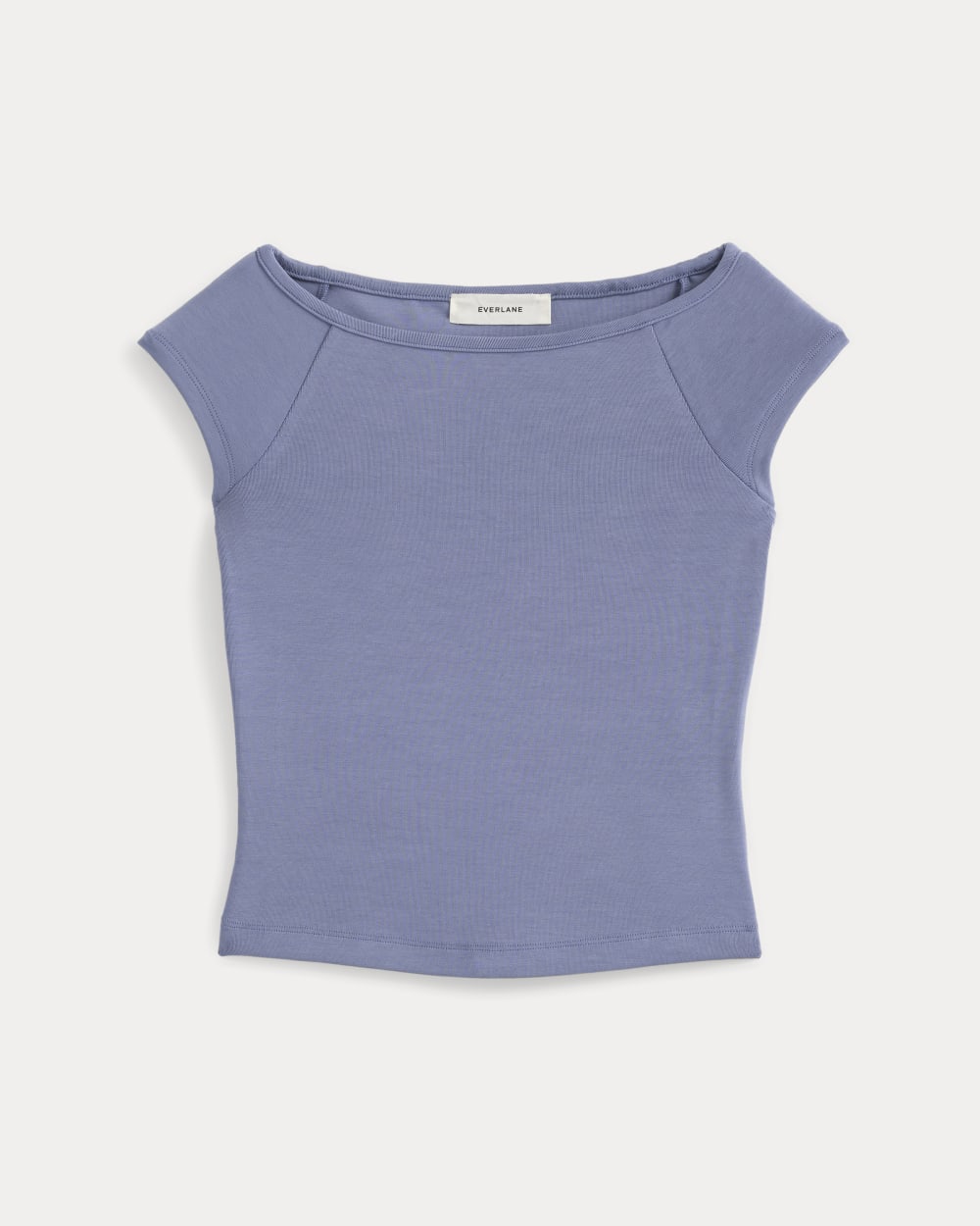 Boatneck Cap-Sleeve Top in Butterknit in Blue Dusk — alternate view