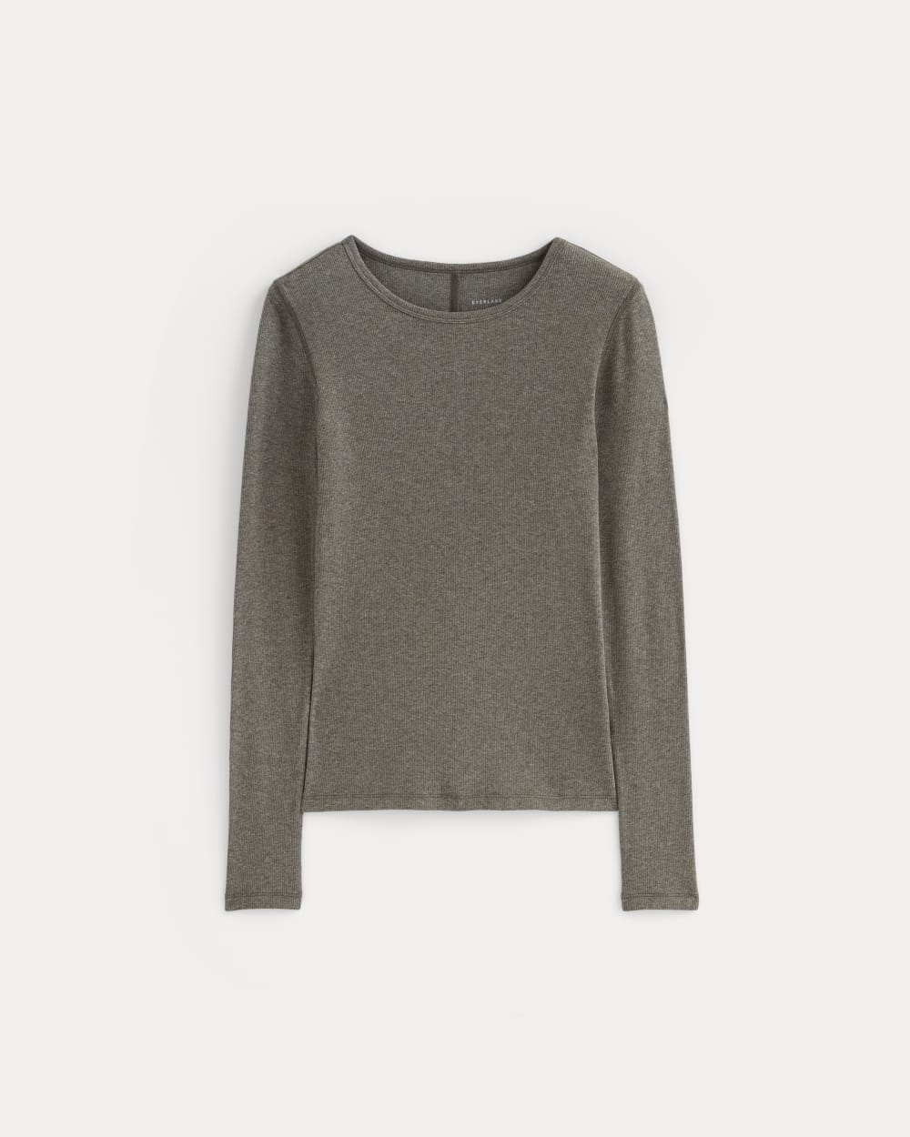 The Luxe Rib Long-Sleeve Crew in Washed Heathered Fatigue — alternate view