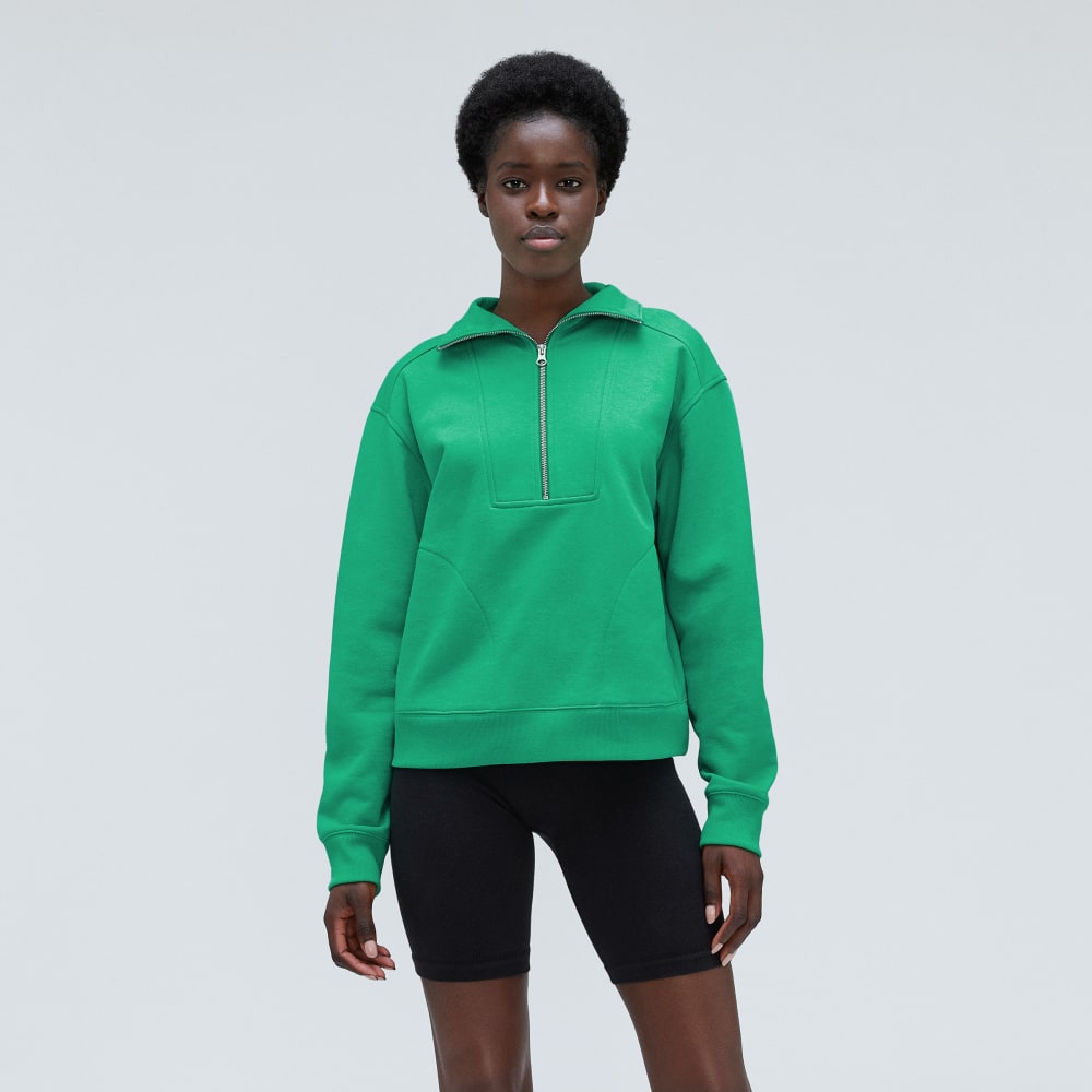 The Track Half-Zip in Bright Jade — alternate view