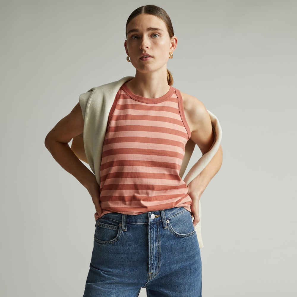The Tank in Essential Cotton in Redwood Stripe — front view