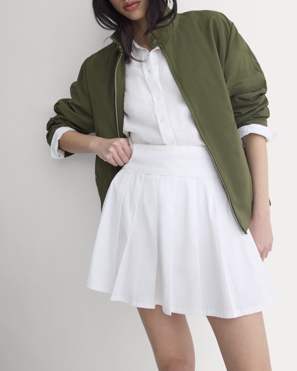 Utility Pleated Mini Skirt in White — detail view
