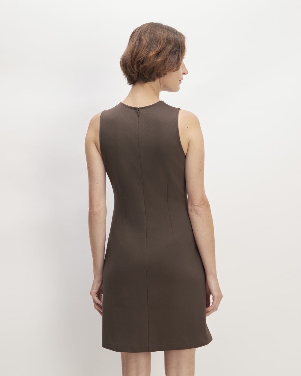 The Dream '90s Shift Dress in Earth Brown — detail view
