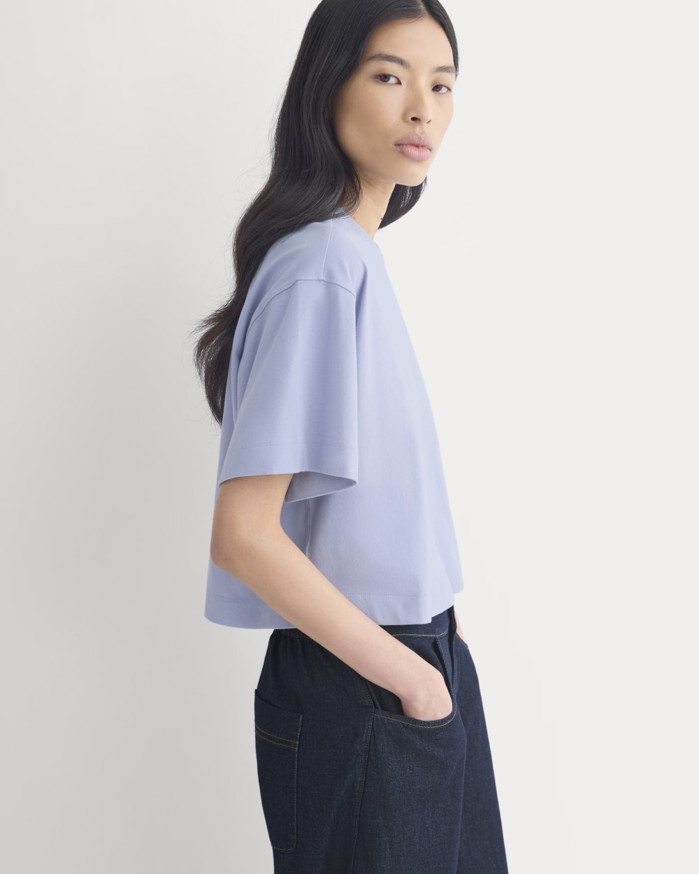Forever Jersey Cropped Tee in Aleutian — detail view