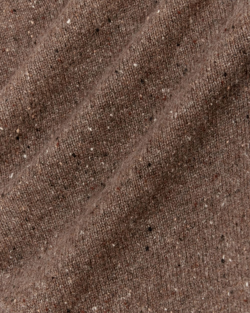 The Boxy Crew in Cashmere in Taupe Brown Donegal — detail view