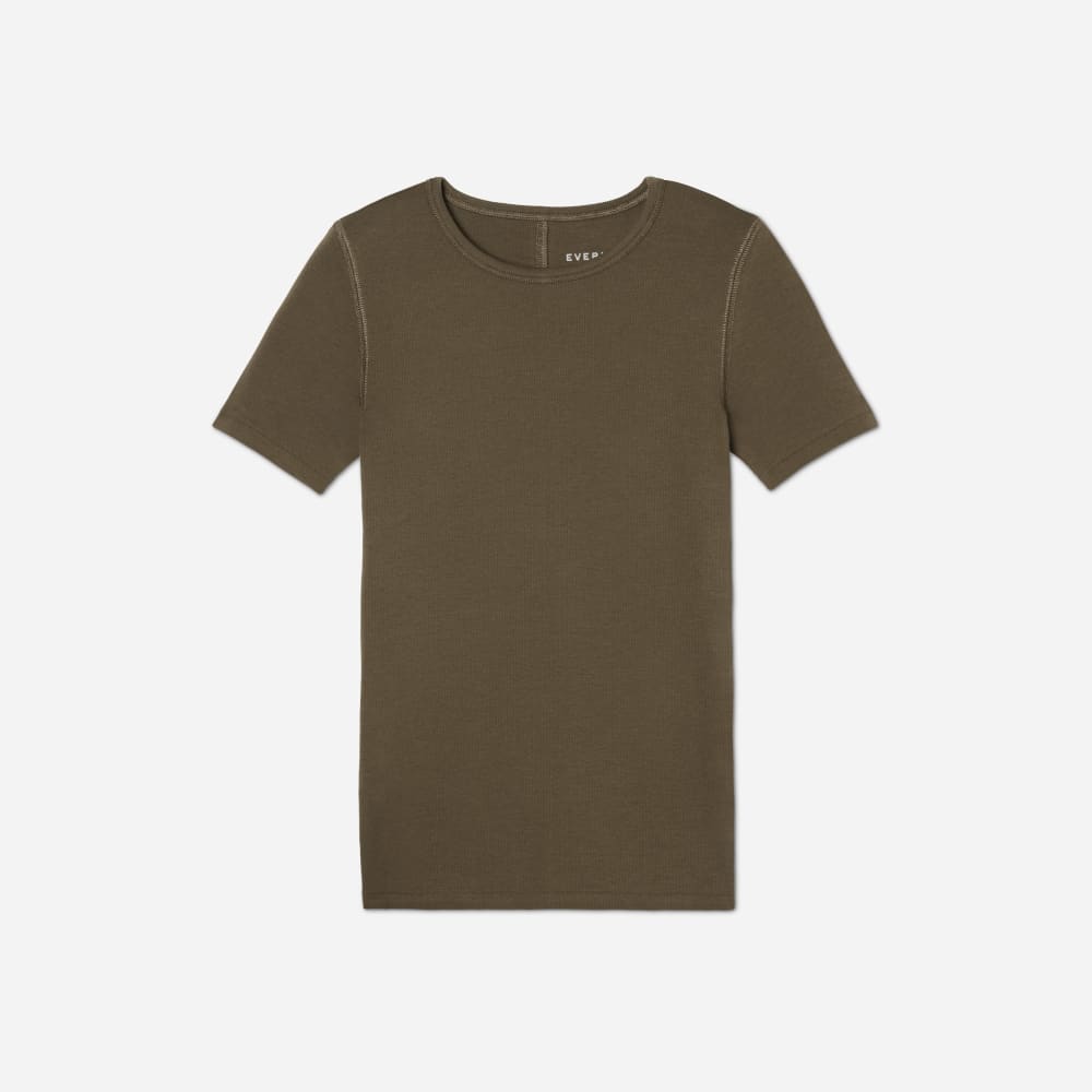 The Pima Micro-Rib Crew Tee in Beech — front view