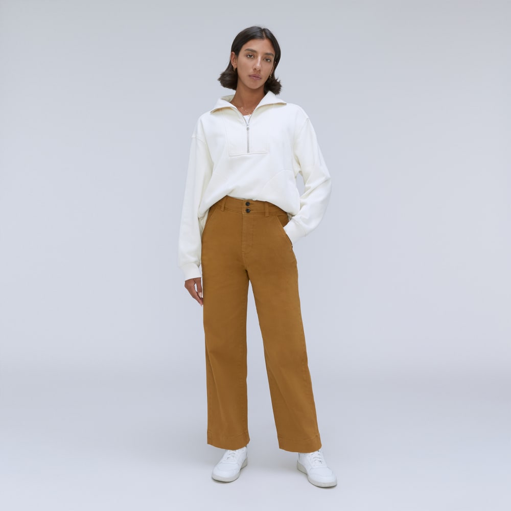 The Organic Wide-Leg Pant in Tapenade — front view