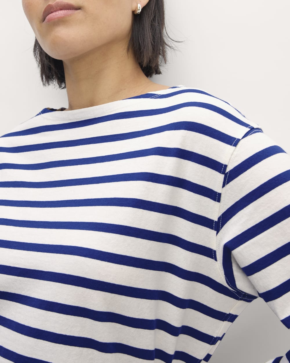 The Mariner Dress in Bone / Mazarine Blue — detail view