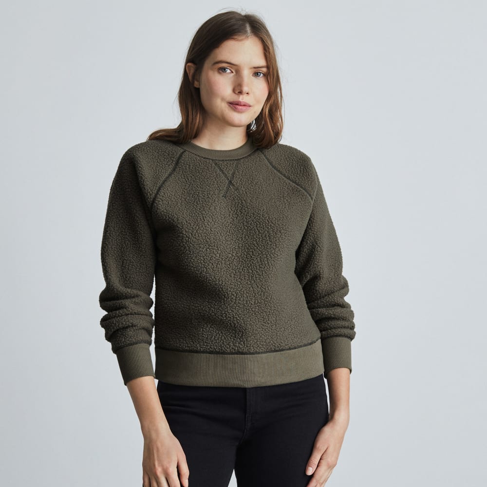 The ReNew Fleece Raglan Sweatshirt in Kalamata — front view