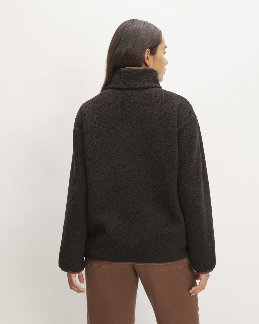 The ReNew Fleece Oversized Half-Zip in Black — detail view