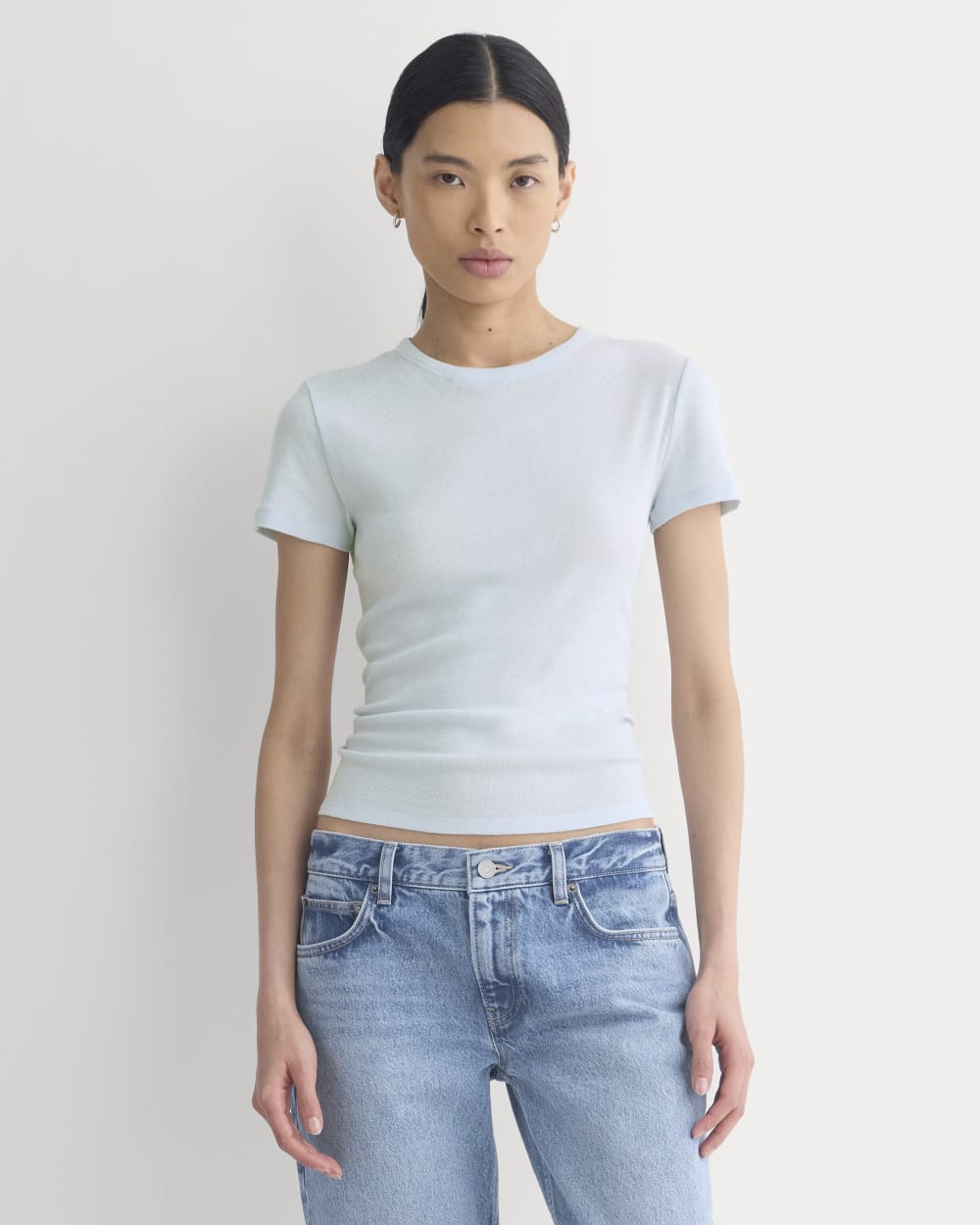 Tissue Short-Sleeve Crew in Skywriting — front view