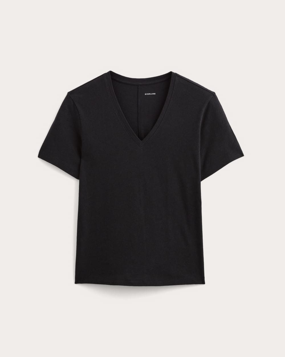 The Slouchy V-Neck Tee in Cotton Linen in Black — alternate view