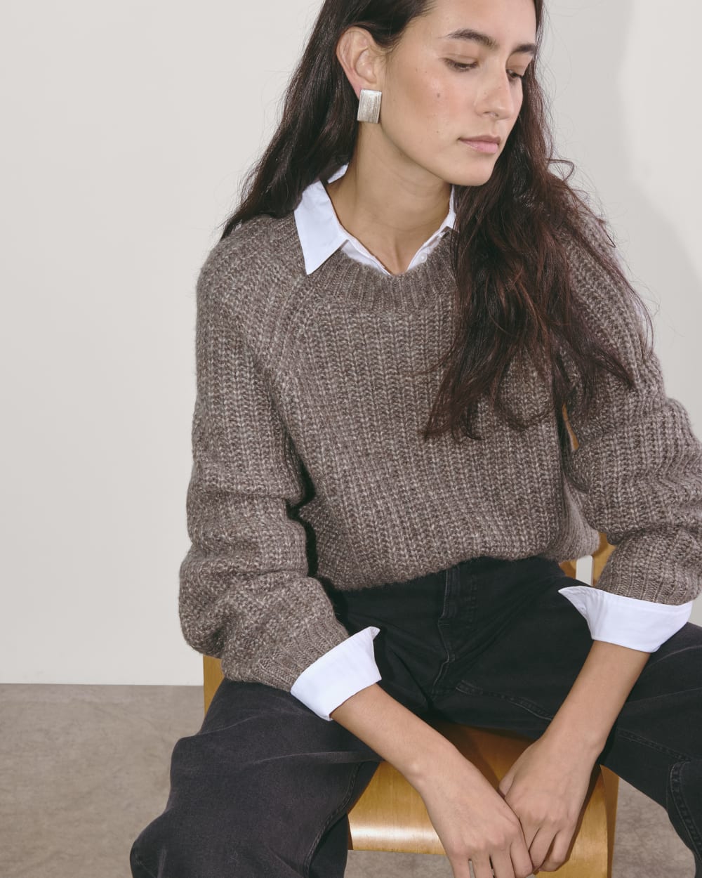 The Fisherman Crew in Cloud in Taupe Melange — detail view