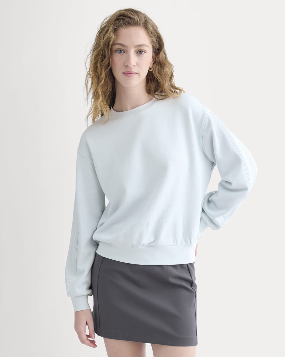 Lightweight Terry Blouson Crew in Skywriting — front view