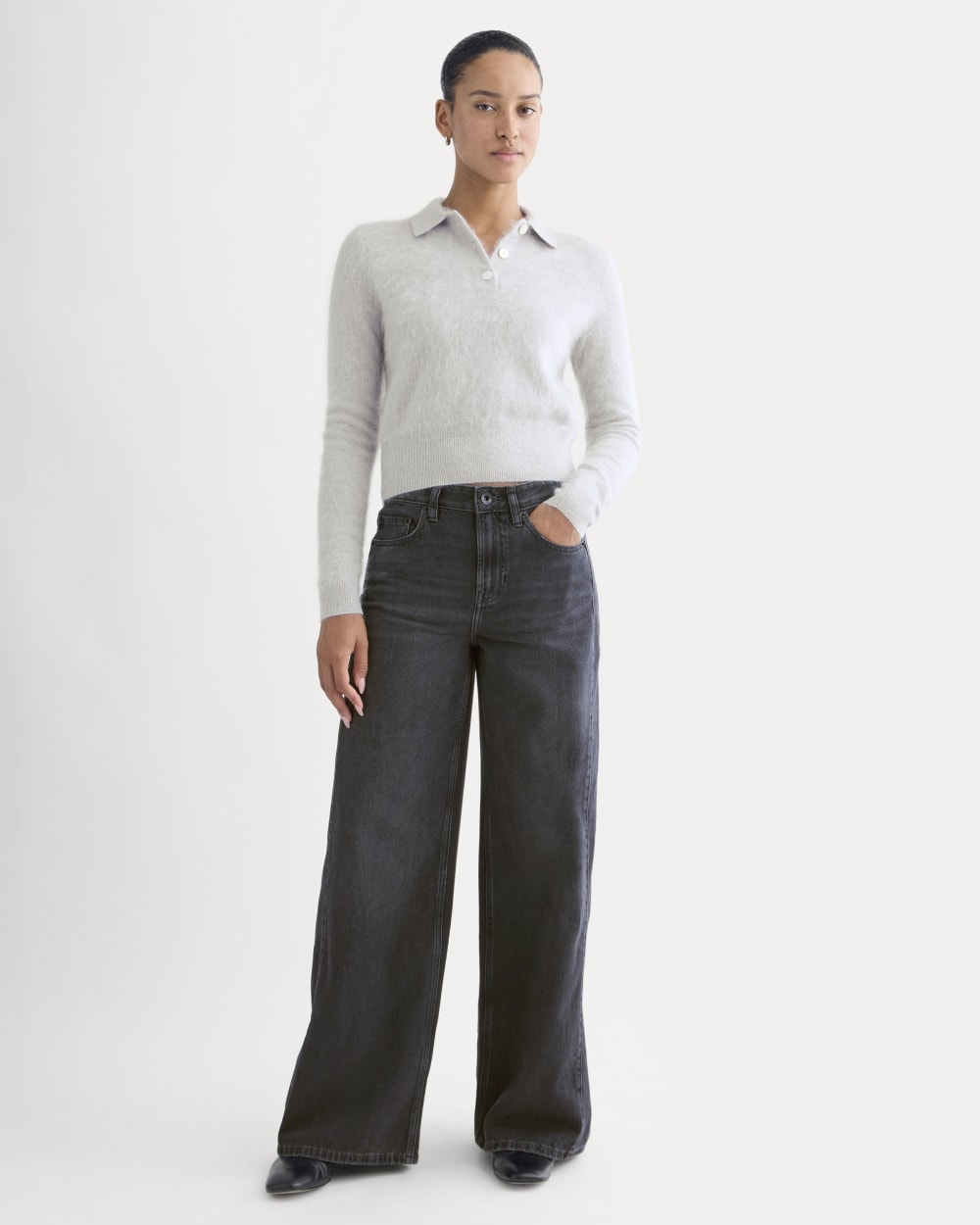 Paneled Ultra Wide-Leg Jean in Twilight — front view