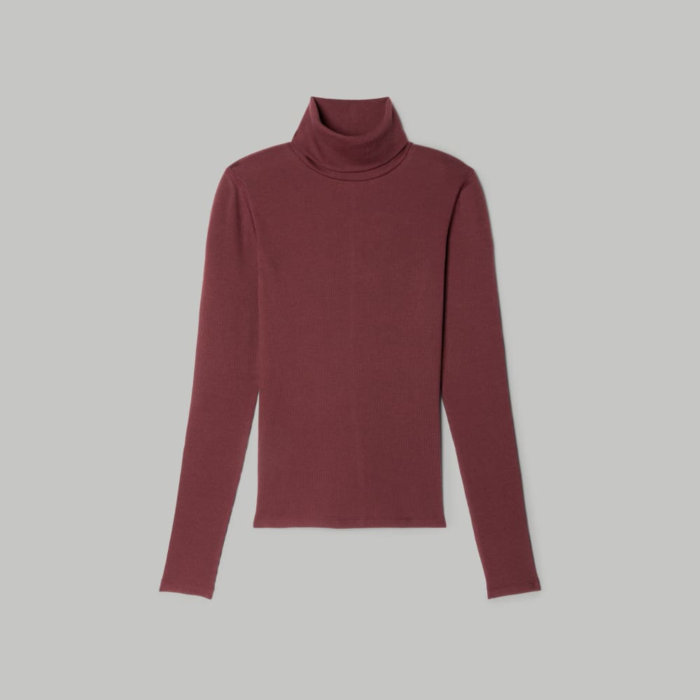 The Luxe Micro-Rib Turtleneck in Brandy — alternate view