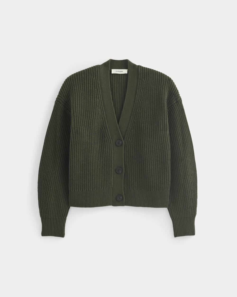 The Boxy Cardigan in Everyday Cotton in Dark Green — alternate view
