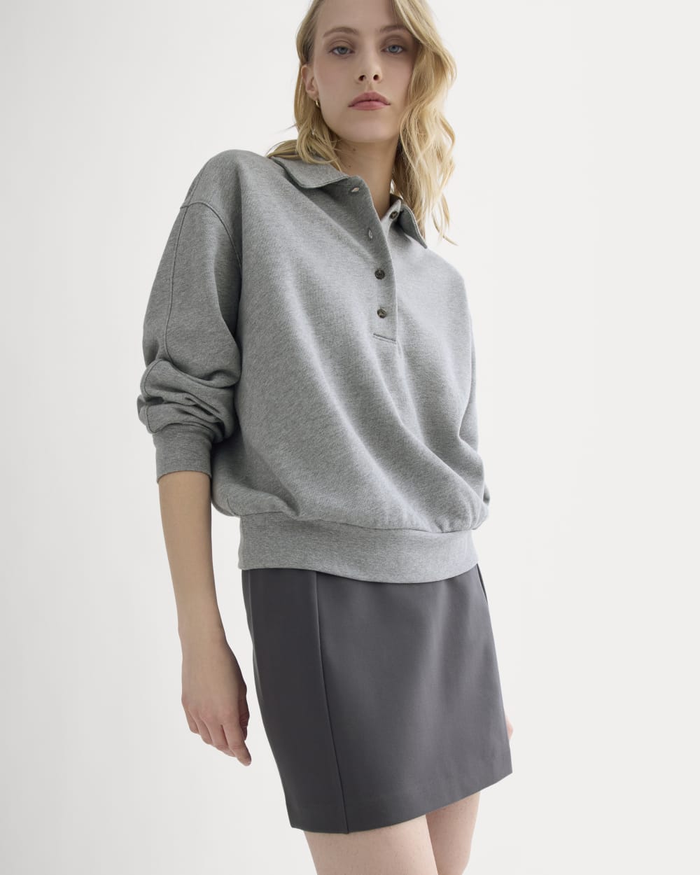 Ponte Mini Skirt in Graphite — front view