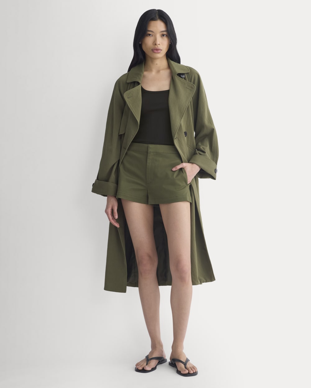 Mini Tailored Short in Olive Night — front view