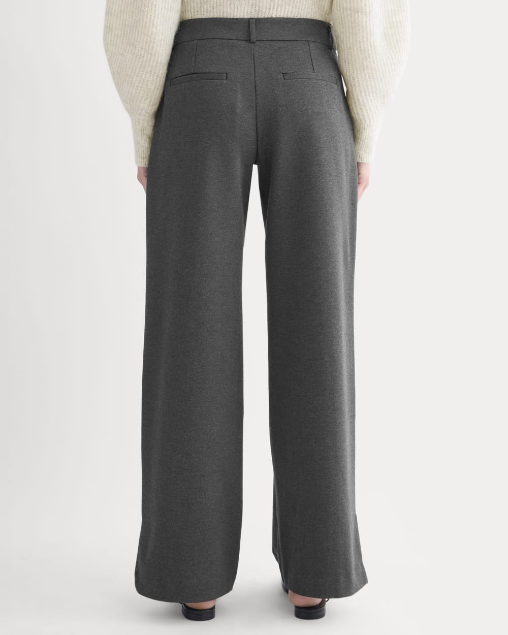 Ponte Wide-Leg Trouser in Heathered Soot — detail view