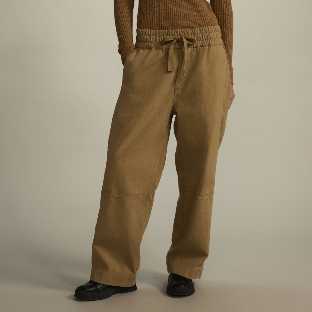 The Canvas Organic Cotton Pull-On Pant in Cappuccino — front view