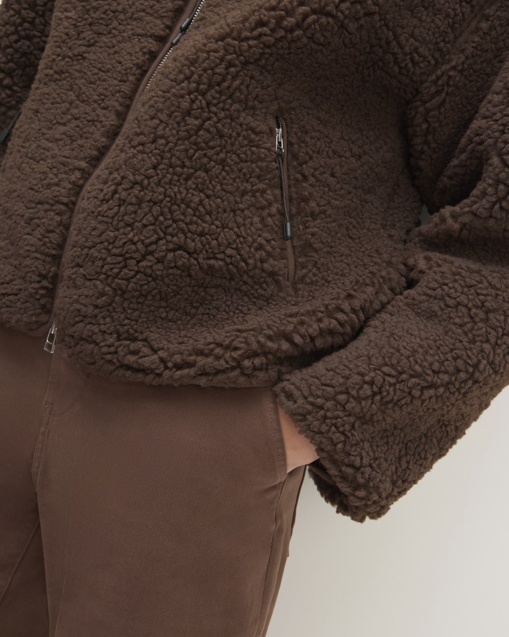 The ReNew Fleece Full Zip in Earth Brown — detail view