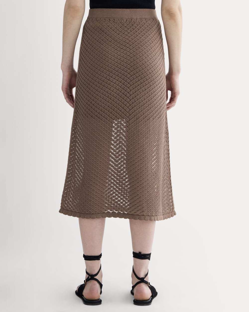 The Lace Knit Skirt in Mocha — detail view