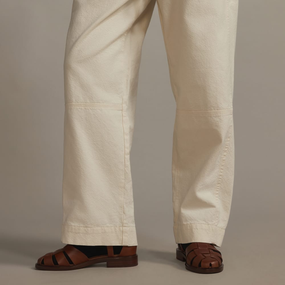The Canvas Organic Cotton Pull-On Pant in Bone — detail view