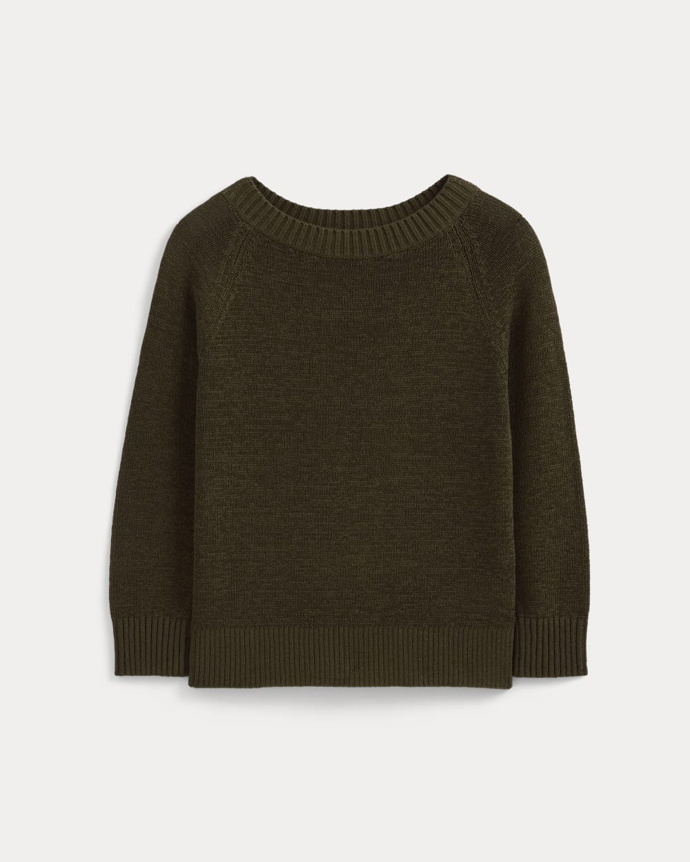 Wide-Neck Crew Sweater in Tape Yarn in Beech — alternate view