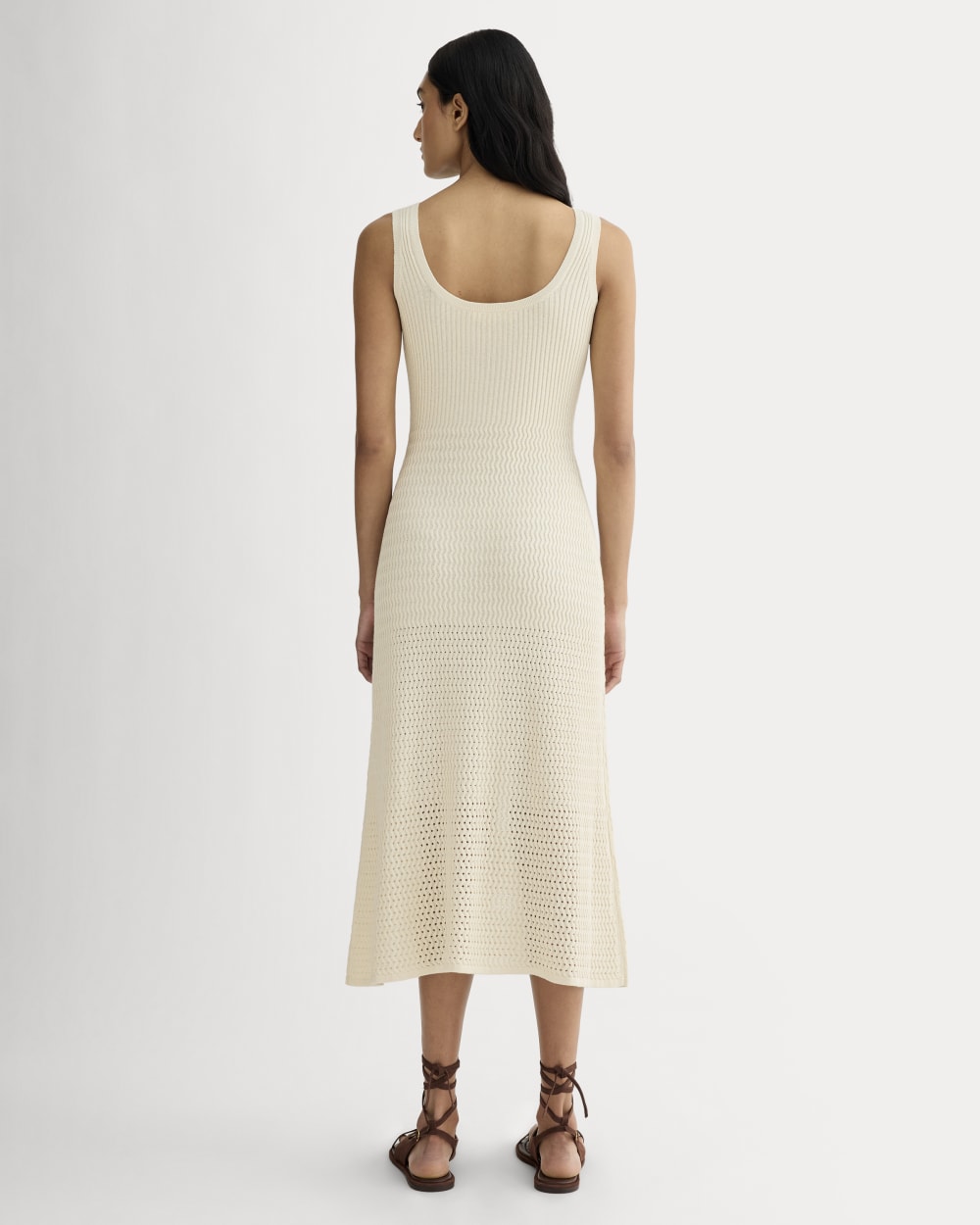 The Crochet Knit Tank Dress in Birch — detail view