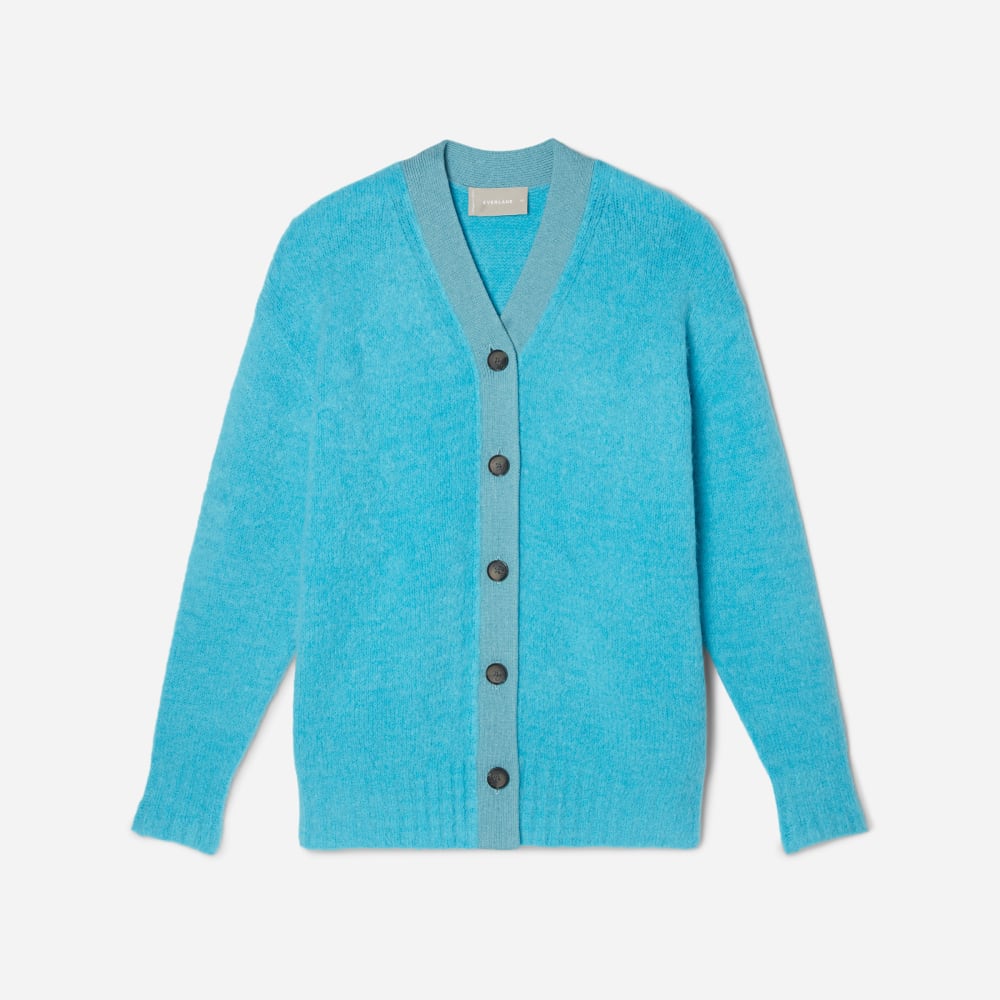 The SuperFuzz Alpaca Oversized Cardigan in Blue Atoll — alternate view