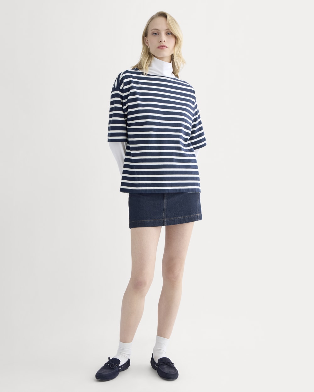 Mariner Tee in Navy / Bone — detail view