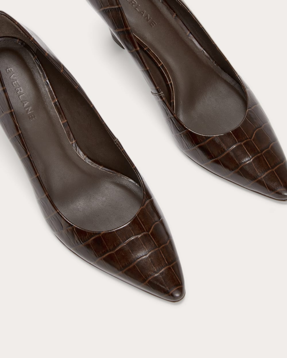 The Banana Pump in Brown Crocodile — detail view