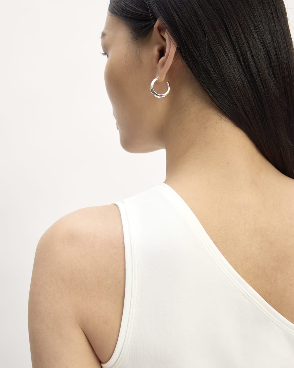 The Form One-Shoulder Tank in White — detail view