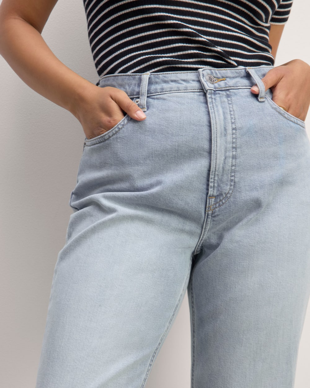 The Cheeky Hourglass Jean in Light Sky — detail view