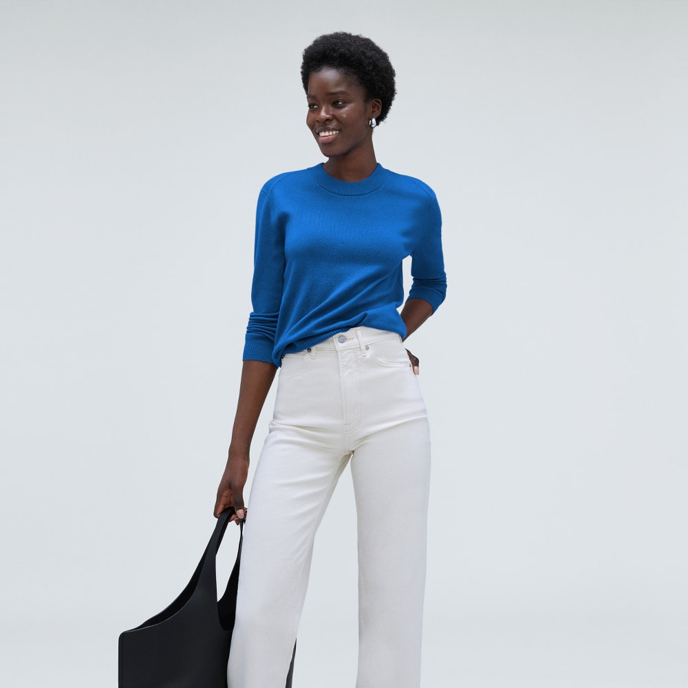 The Cashmere Crew in Lapis Blue — detail view