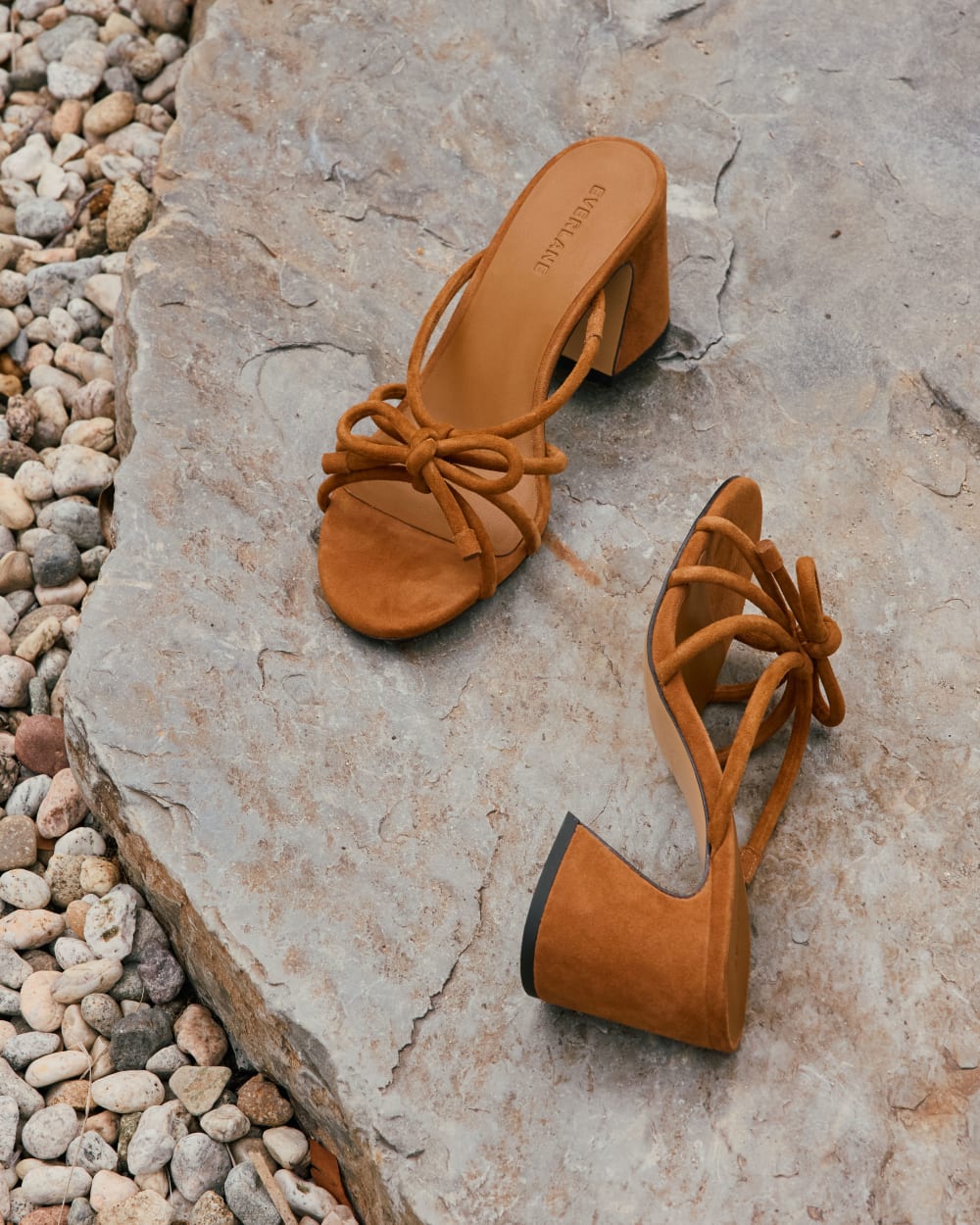 The Bow Heel in Canyon Brown Suede — detail view