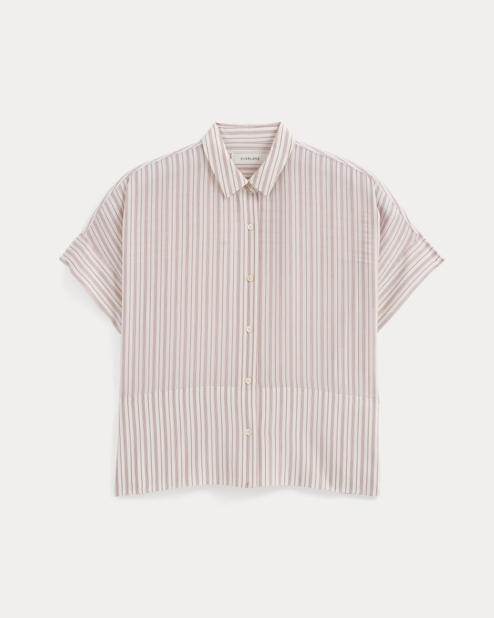 The Boxy Shirt in Washable Silk in Bone / Rose — alternate view