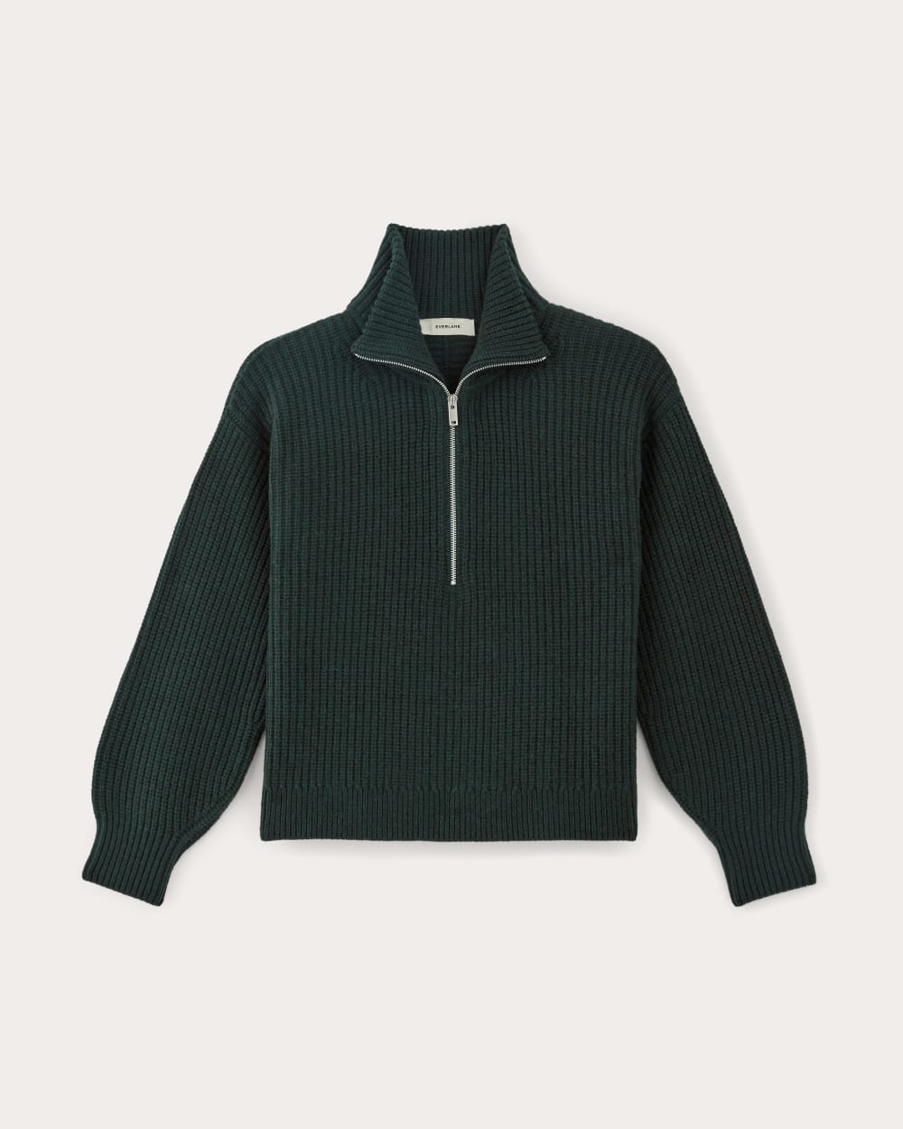 The Half-Zip Sweater in Luxe Merino in Heather Scarab Green — alternate view