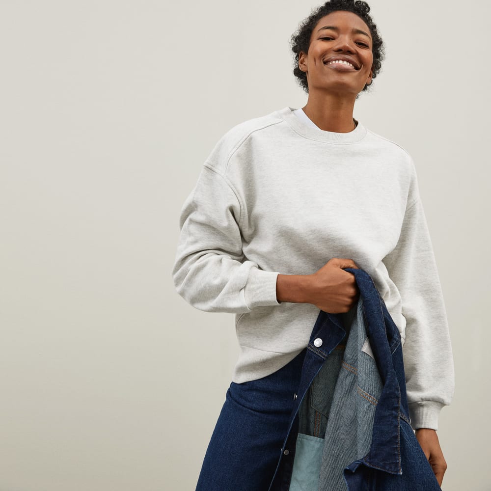 The Track Oversized Crew in Light Heather Grey — alternate view